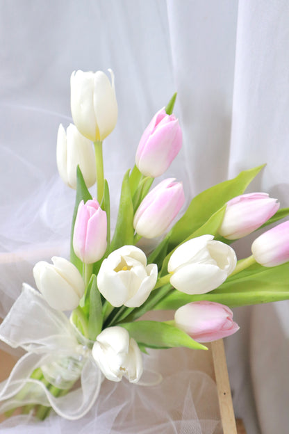 Madeline Pink & White Mix Tulip Bridal Bouquet