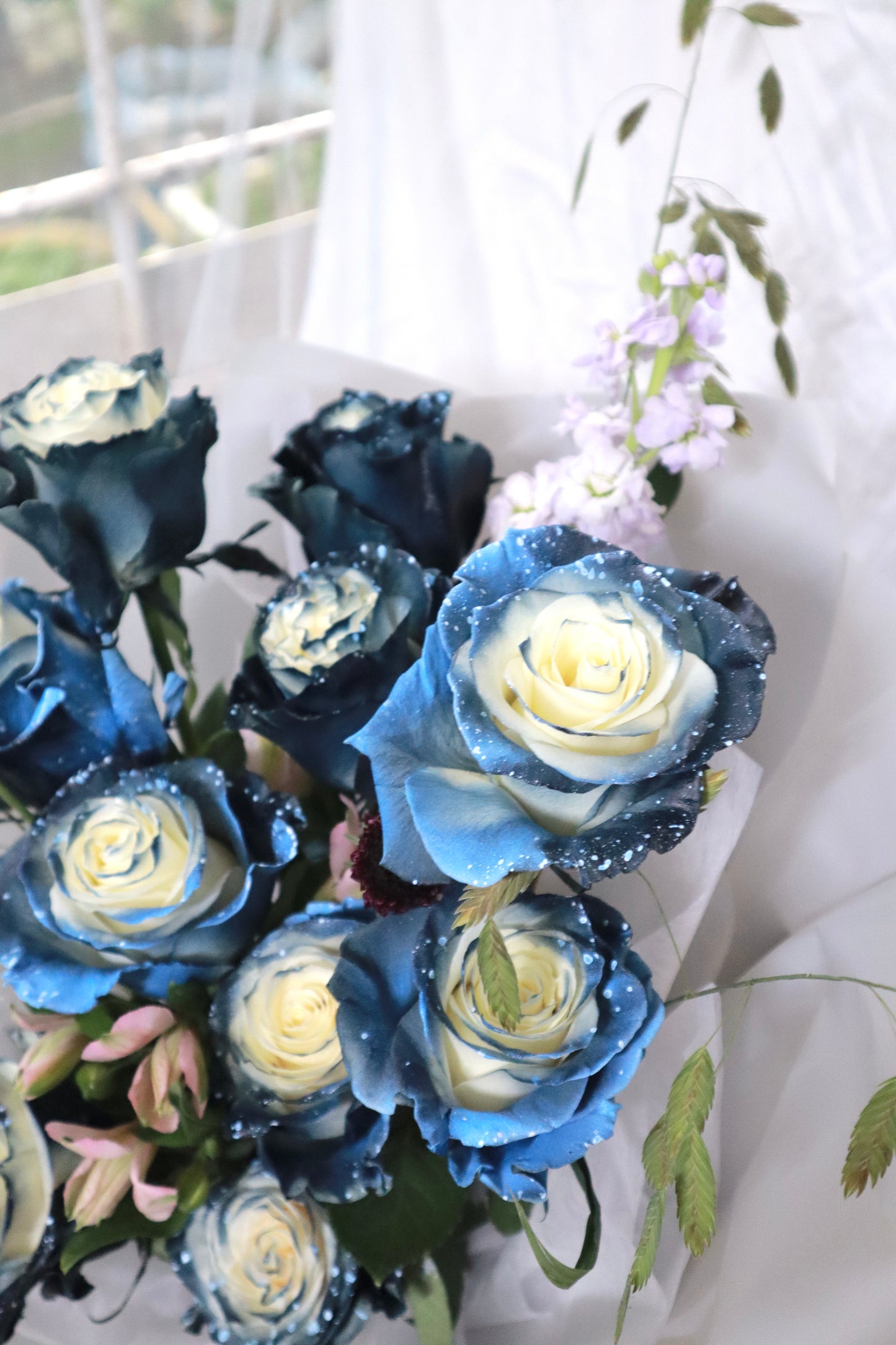 Starry Night Galaxy Blue Rose Bouquet