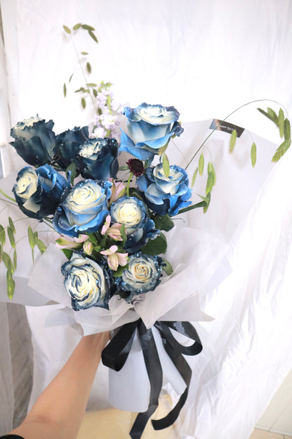 Starry Night Galaxy Blue Rose Bouquet