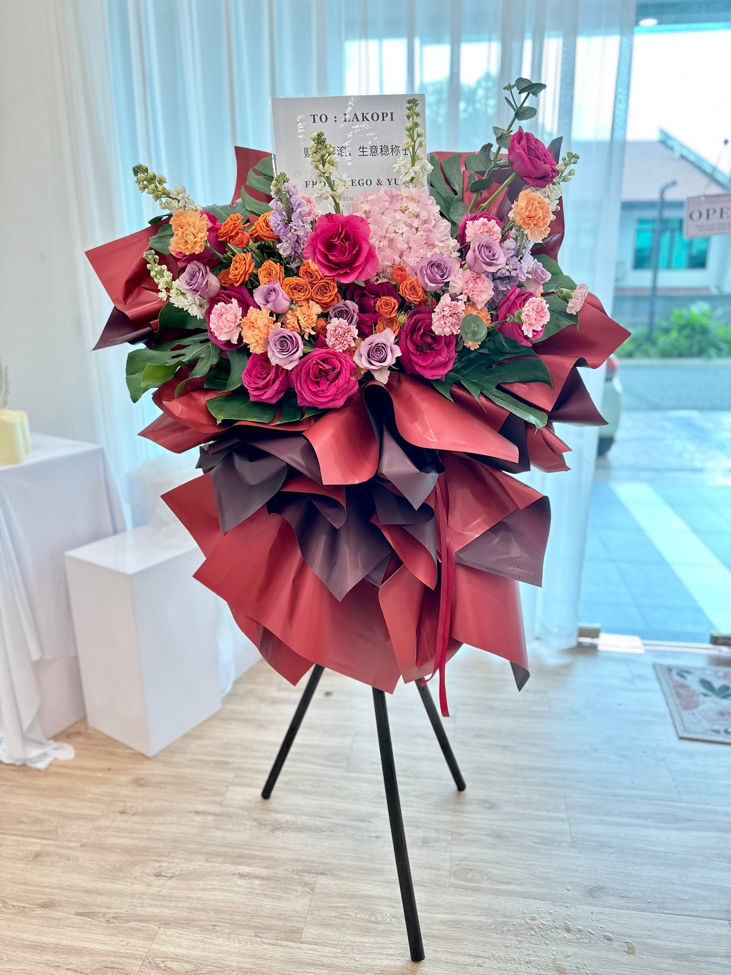 Wine Rose Flower Grand  Opening Stand