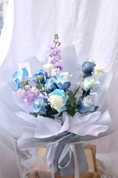 Poseidon  Blue Mixed Flower Boquet