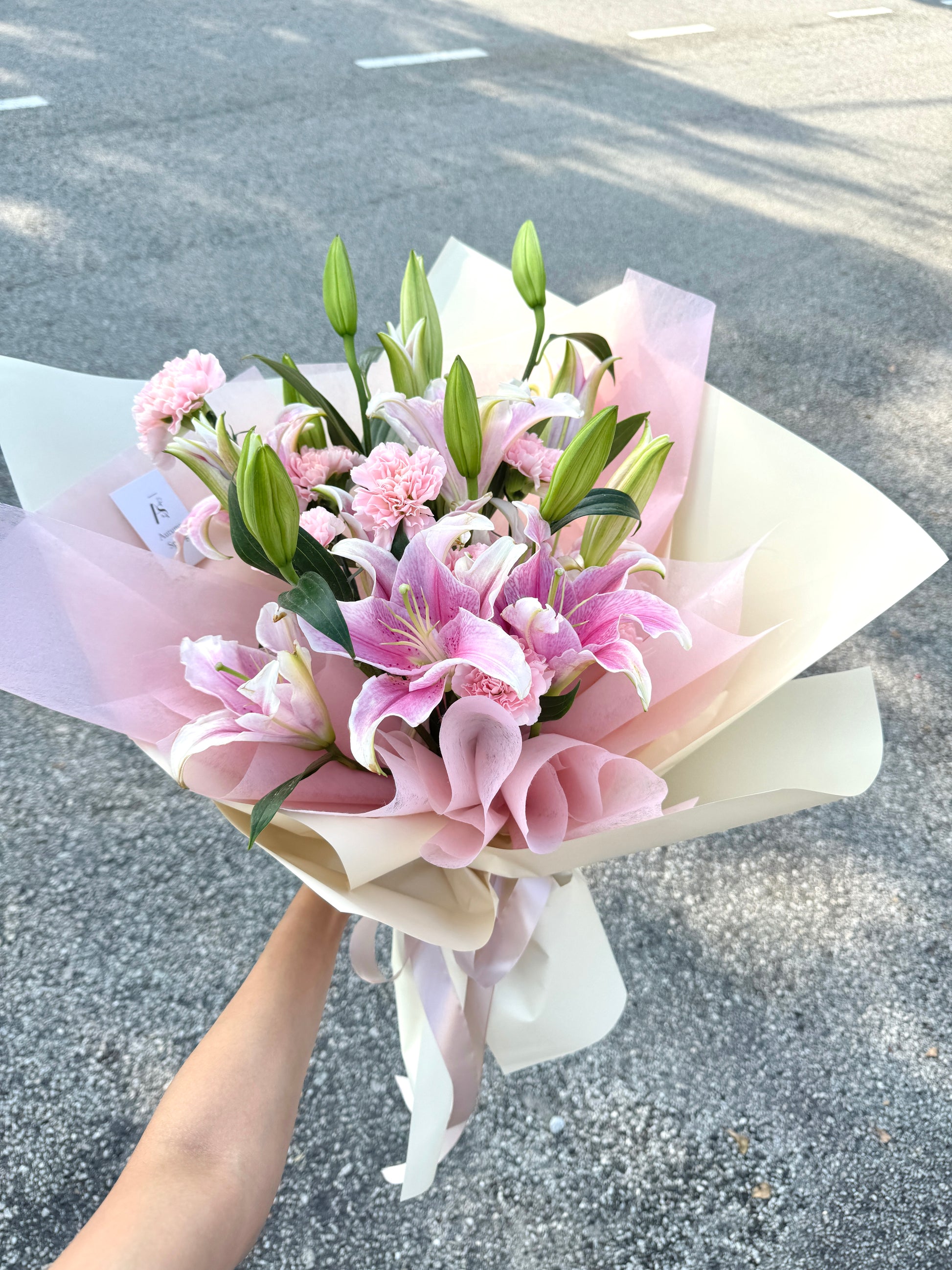 pink lily flower arrangement PInk Lily Bouquet