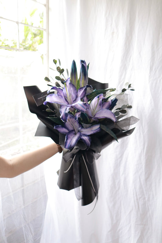 Dreamy Violet Dyed Purple Lilly Bouquet