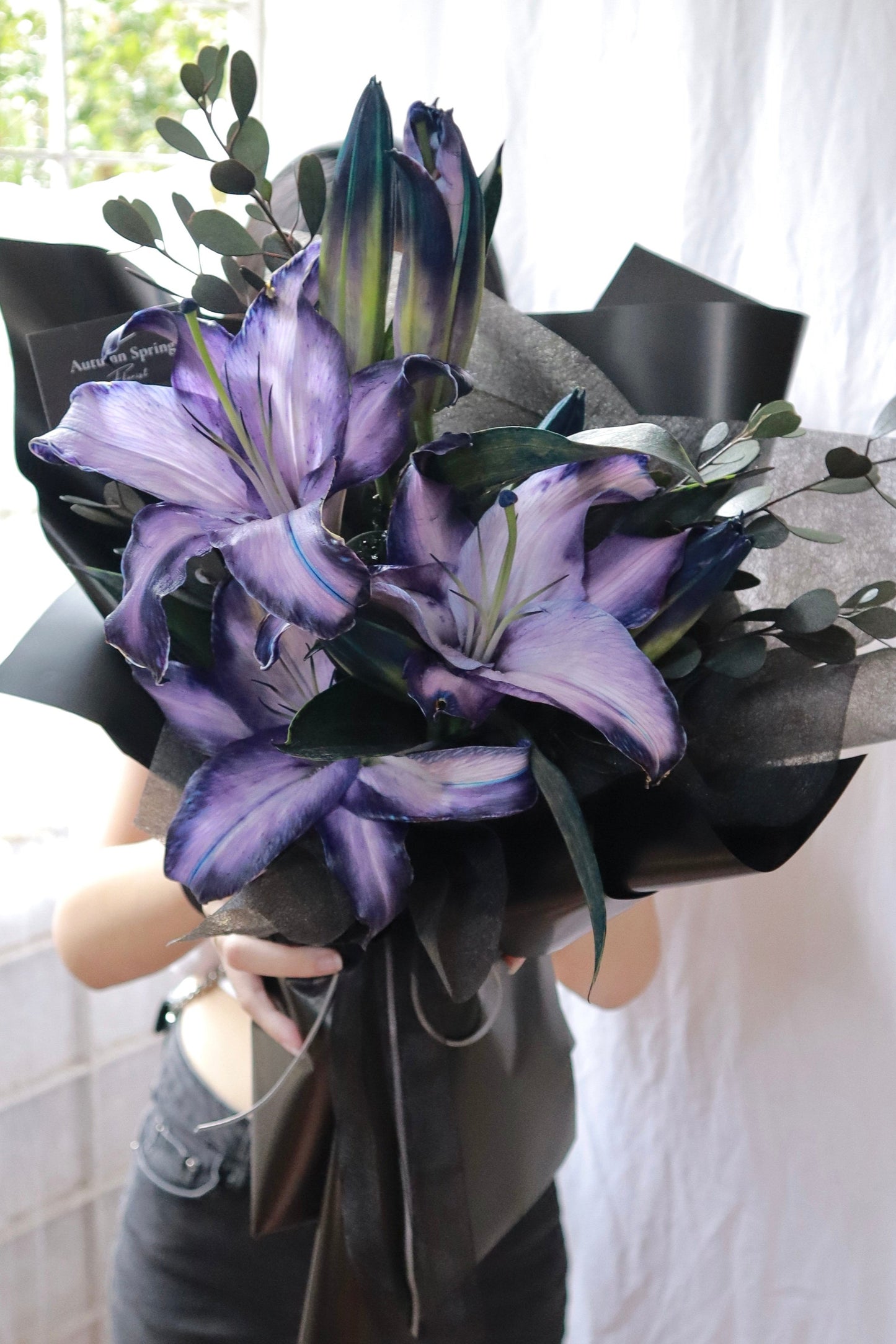 Dreamy Violet Dyed Purple Lilly Bouquet