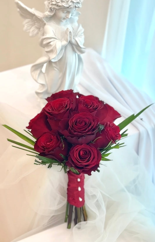 Hearts in Bloom Red Roses Bridal Bouquet