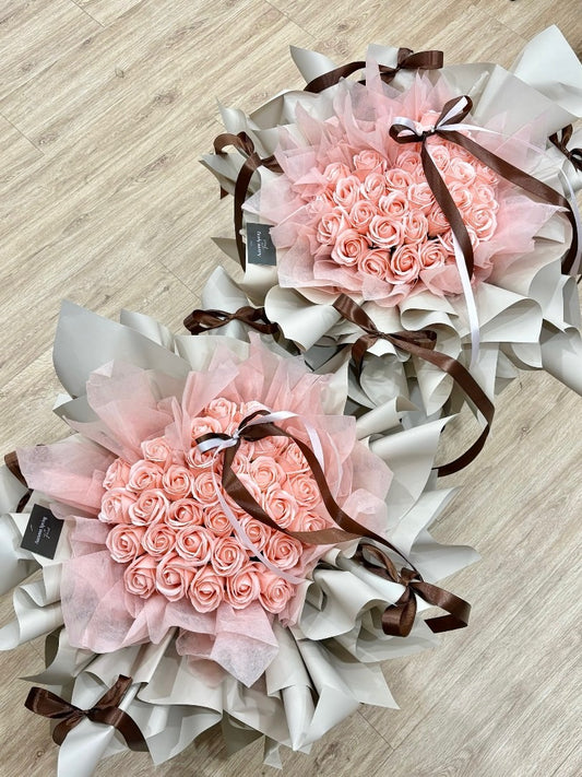 Timeless Devotion 33 stalks coral pink soap flowers