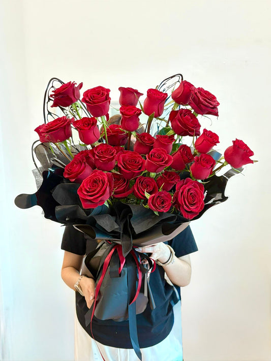 Midnight Red Roses Flower Bouquet