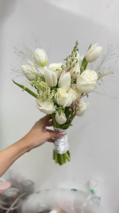 Madeline Pink & White Mix Tulip Bridal Bouquet